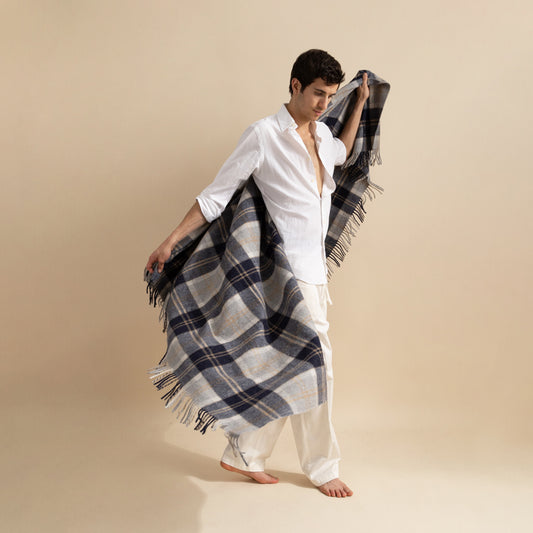 Highland Dreams - Recycled Wool Blanket - Bannockbane Silver Tartan 864