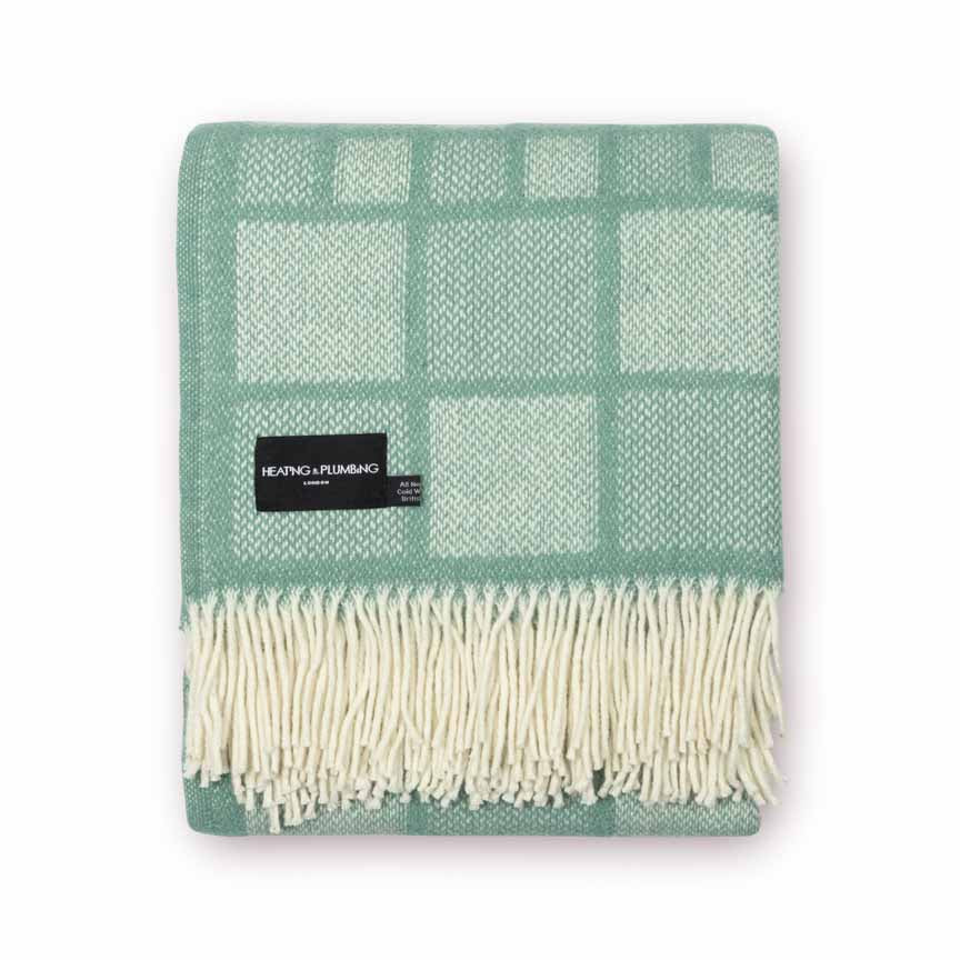 Evening Tales - Pure New Wool Blanket - Mosaic Mint Green