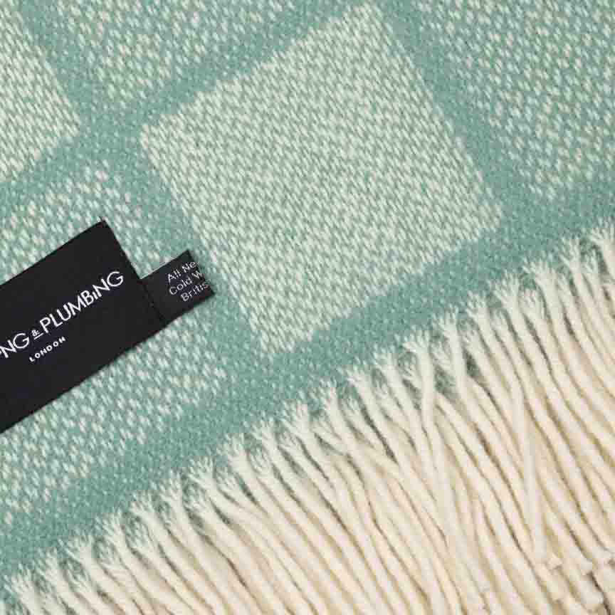 Evening Tales - Pure New Wool Blanket - Mosaic Mint Green