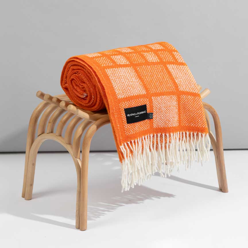 Evening Tales - Pure New Wool Blanket - Mosaic Orange
