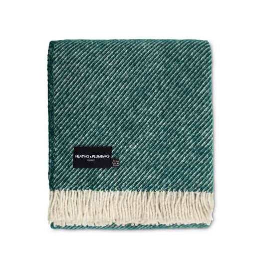 Evening Tales - Soft Pure New Wool Blanket - Contemporary Weave - Deep Sea Green