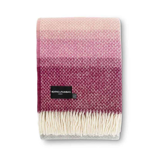 Evening Tales - Pure New Wool Blanket - Super Fluffy - Grey , Wine & Pink