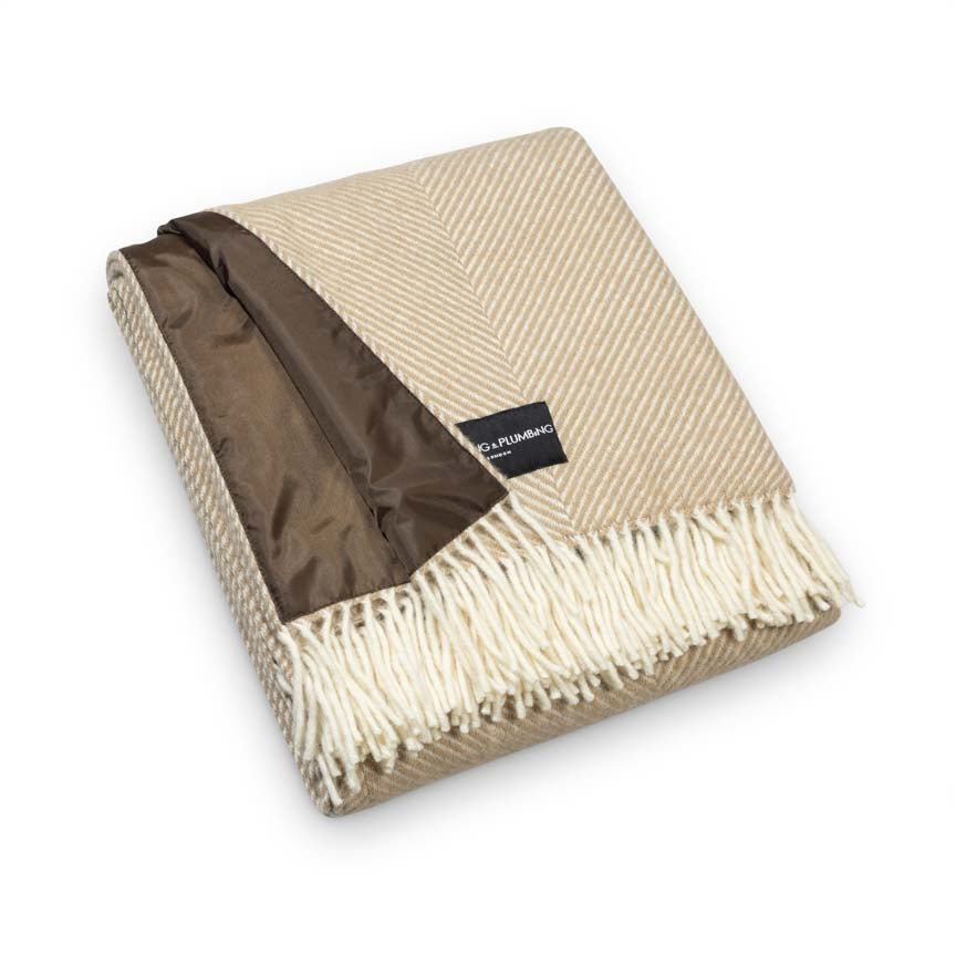 Wool Picnic Blanket in Beige - The Blenheim with Waterproof Backing