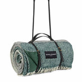 Down To The Valley Wool Picnic Blanket with Long Black Leather Shoulder Strap
