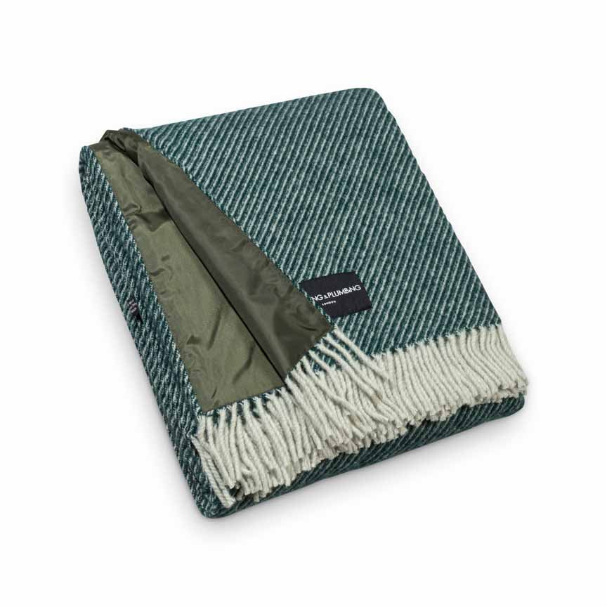 Waterproof Wool Picnic Blanket in Green Roadster