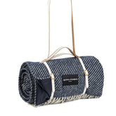 The Yacht Club Wool Picnic Blanket with Long White Leather Shoulder Strap