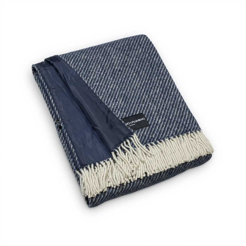 Wool Picnic Blanket Blue The Yacht Club with Waterproof Backing