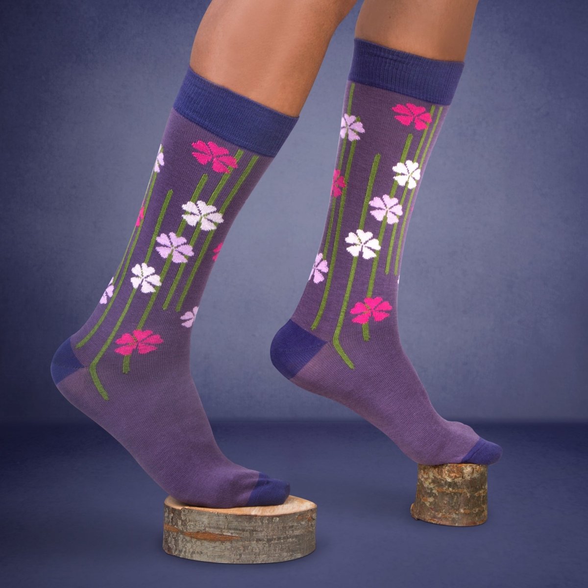 City Flower dress socks / Ultraviolet - Heating & Plumbing London - Dress Socks