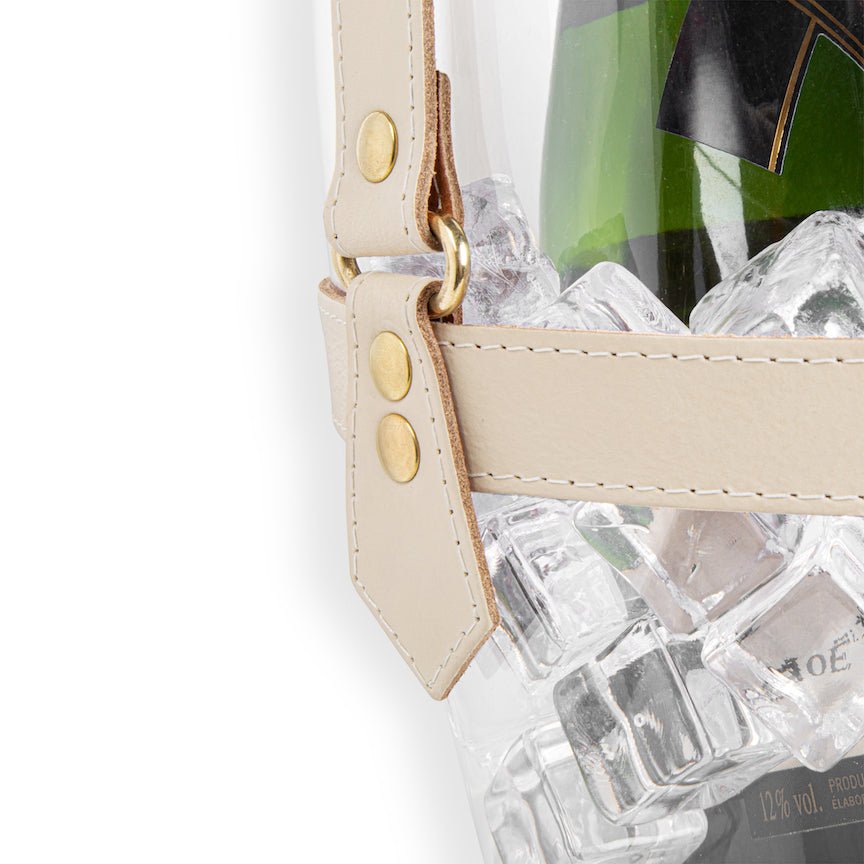 "Happy Go Sparkly" Champagne Bucket - Cream Leather Strap - Heating & Plumbing London -