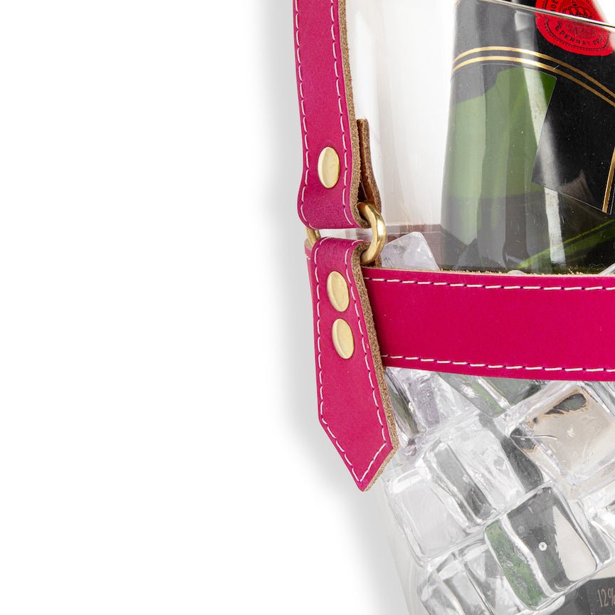 "Happy Go Sparkly" Champagne Bucket - Fuchsia Leather Strap - Heating & Plumbing London -