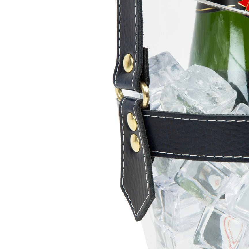"Happy Go Sparkly" Champagne Bucket - Navy Leather Strap - Heating & Plumbing London -