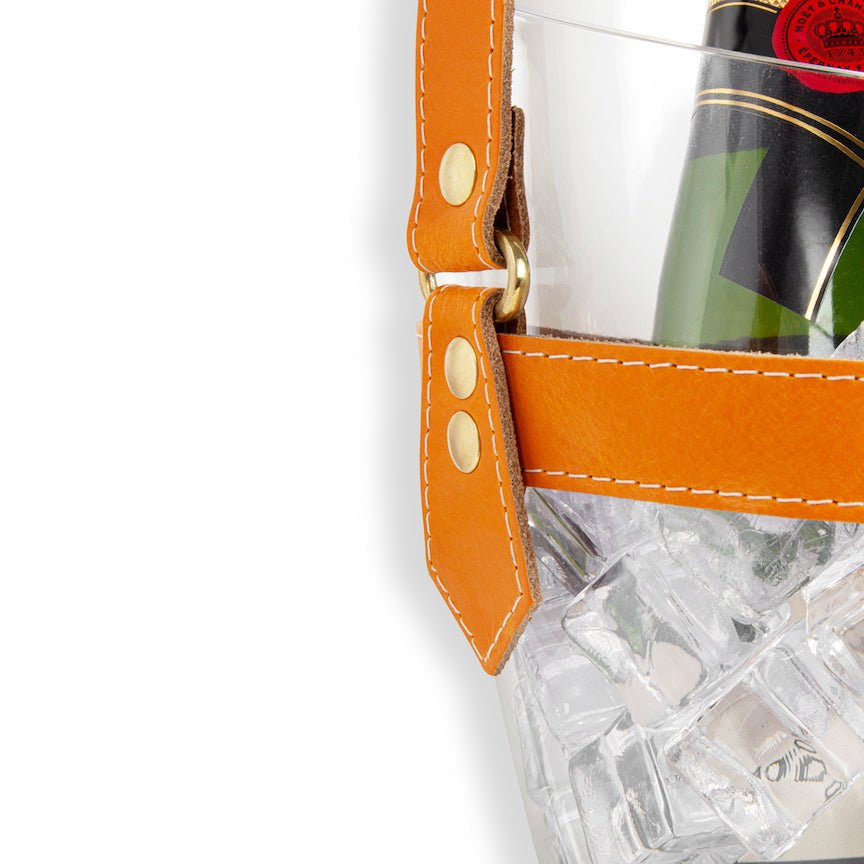 "Happy Go Sparkly" Champagne Bucket - Orange Leather Strap - Heating & Plumbing London -
