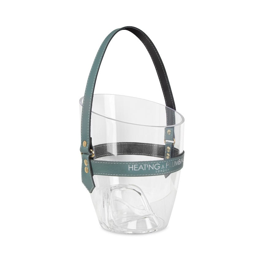 "Happy Go Sparkly" Champagne Bucket - Petrol Leather Strap - Heating & Plumbing London -