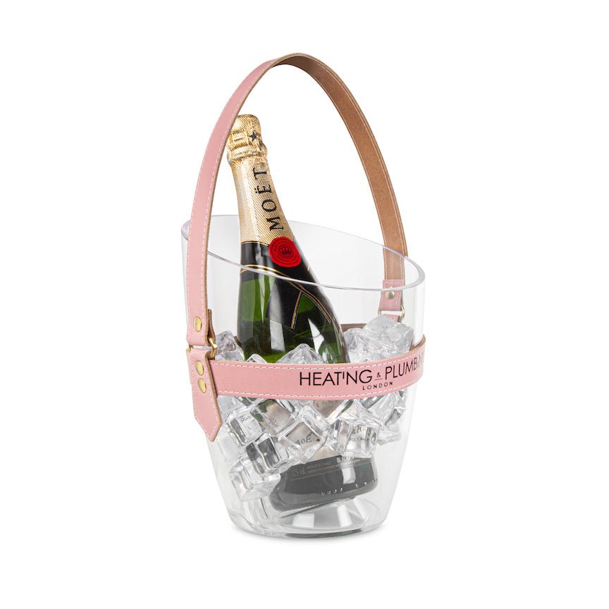 "Happy Go Sparkly" Champagne Bucket - Pink Leather Strap - Heating & Plumbing London -