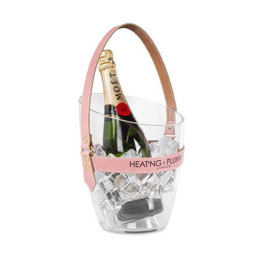 "Happy Go Sparkly" Champagne Bucket - Pink Leather Strap - Heating & Plumbing London -