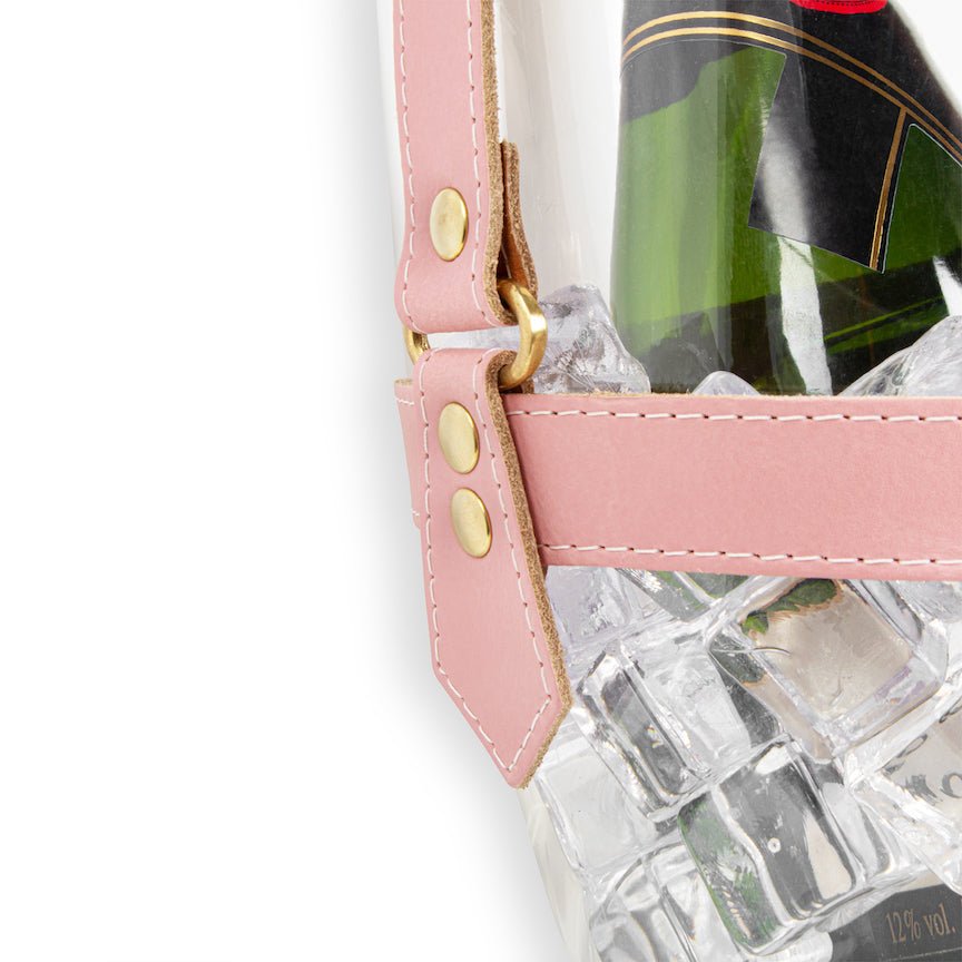 "Happy Go Sparkly" Champagne Bucket - Pink Leather Strap - Heating & Plumbing London -