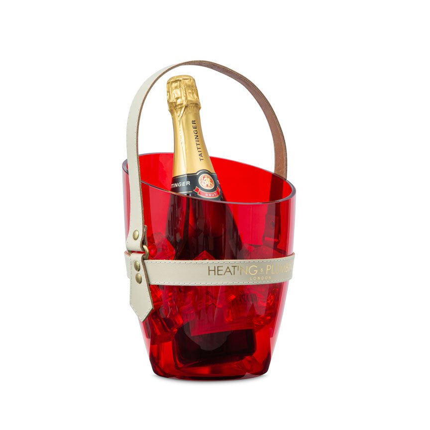 "Happy Go Sparkly" Champagne Bucket - Red & Cream - Heating & Plumbing London -