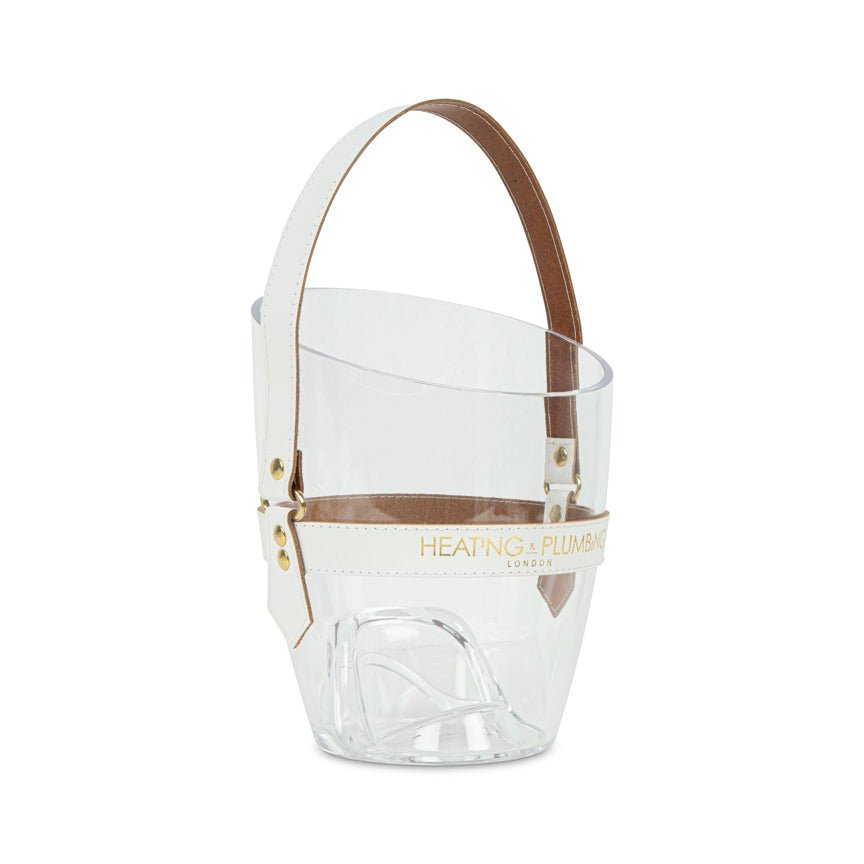 "Happy Go Sparkly" Champagne Bucket - White Leather Strap - Heating & Plumbing London -