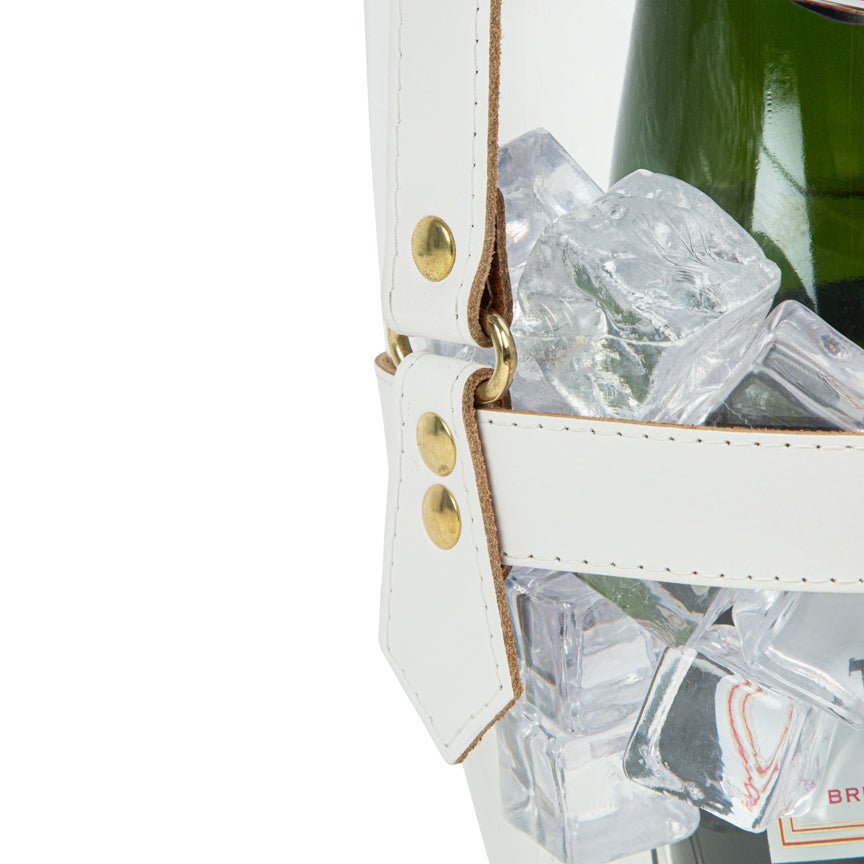 "Happy Go Sparkly" Champagne Bucket - White Leather Strap - Heating & Plumbing London -