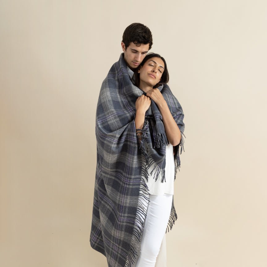 Highland Dreams - Recycled Wool Blanket - Persevere Flint Grey Tartan - Heating & Plumbing London - Throw