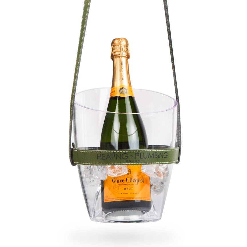 "Keep Your Cool" Champagne Bucket - Khaki Leather strap - Heating & Plumbing London -