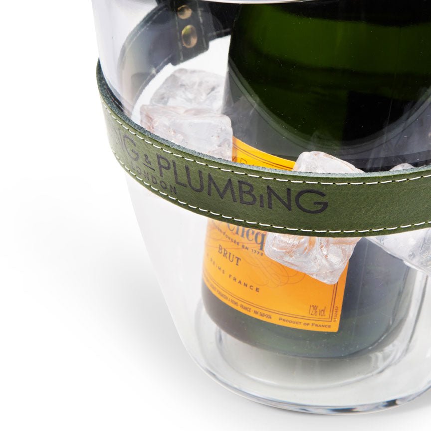 "Keep Your Cool" Champagne Bucket - Khaki Leather strap - Heating & Plumbing London -