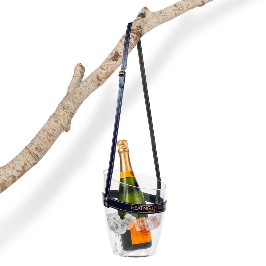 "Keep Your Cool" Champagne Bucket - Navy Blue Leather strap - Heating & Plumbing London -