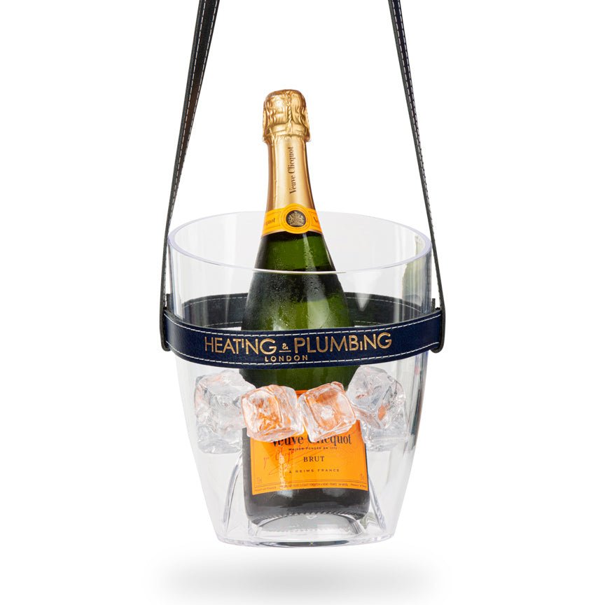 "Keep Your Cool" Champagne Bucket - Navy Blue Leather strap - Heating & Plumbing London -
