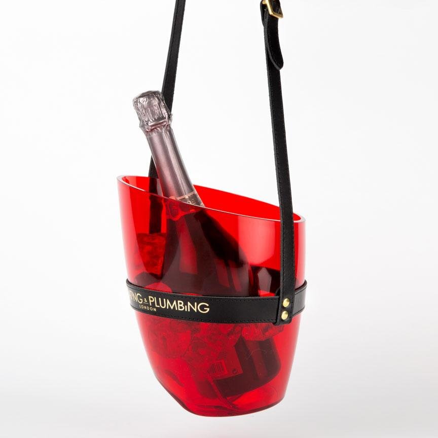 "Keep Your Cool" Champagne Bucket - Transparent Red - Heating & Plumbing London -