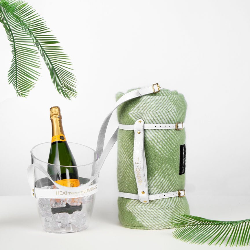 "Keep Your Cool" Champagne Bucket - White Leather strap - Heating & Plumbing London -