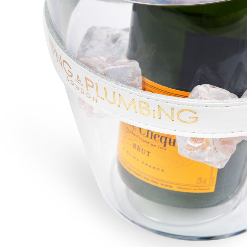 "Keep Your Cool" Champagne Bucket - White Leather strap - Heating & Plumbing London -