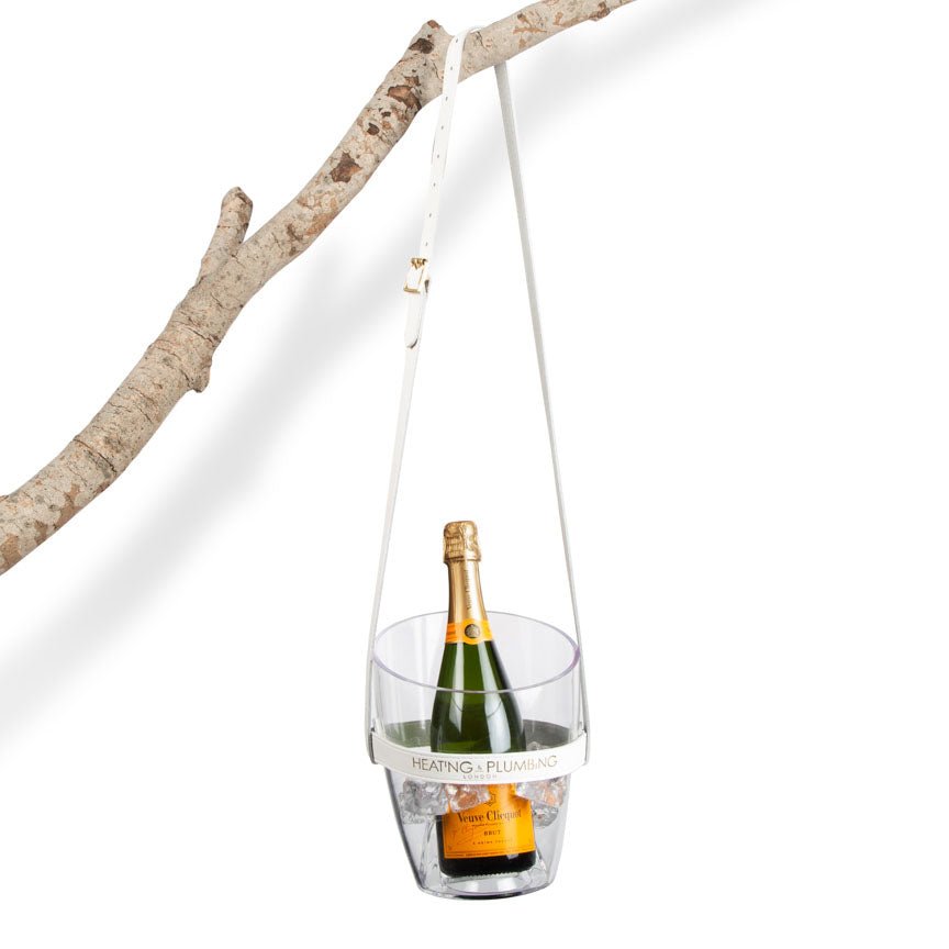 "Keep Your Cool" Champagne Bucket - White Leather strap - Heating & Plumbing London -