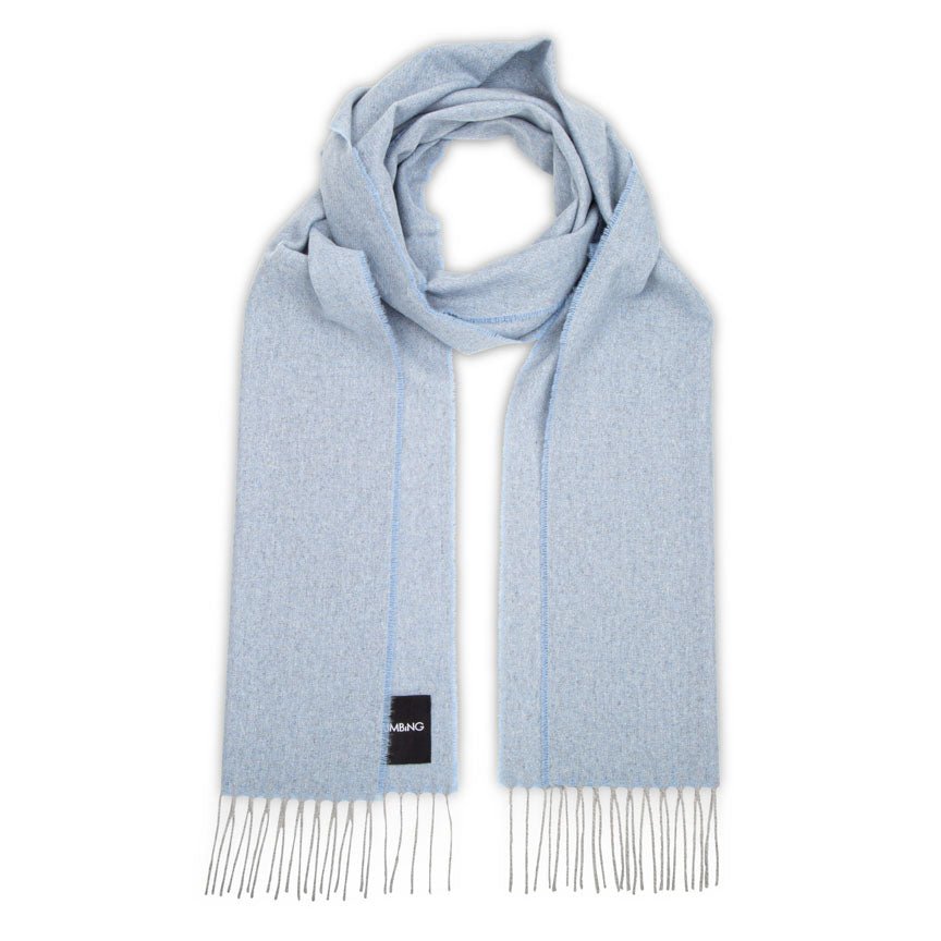 Love Stories - 100% Cashmere Scarf - Sky Blue & Grey - Heating & Plumbing London -