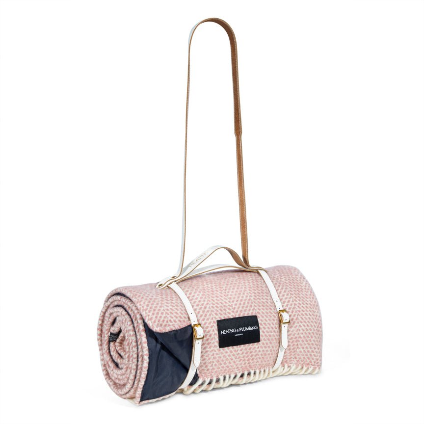 Pure new wool picnic blanket - Dusky Pink - Heating & Plumbing London - Picnic Blanket