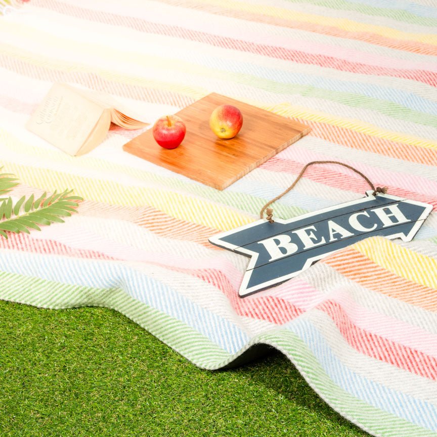 Pure new wool picnic blanket - Rainbow - Heating & Plumbing London - Picnic Blanket