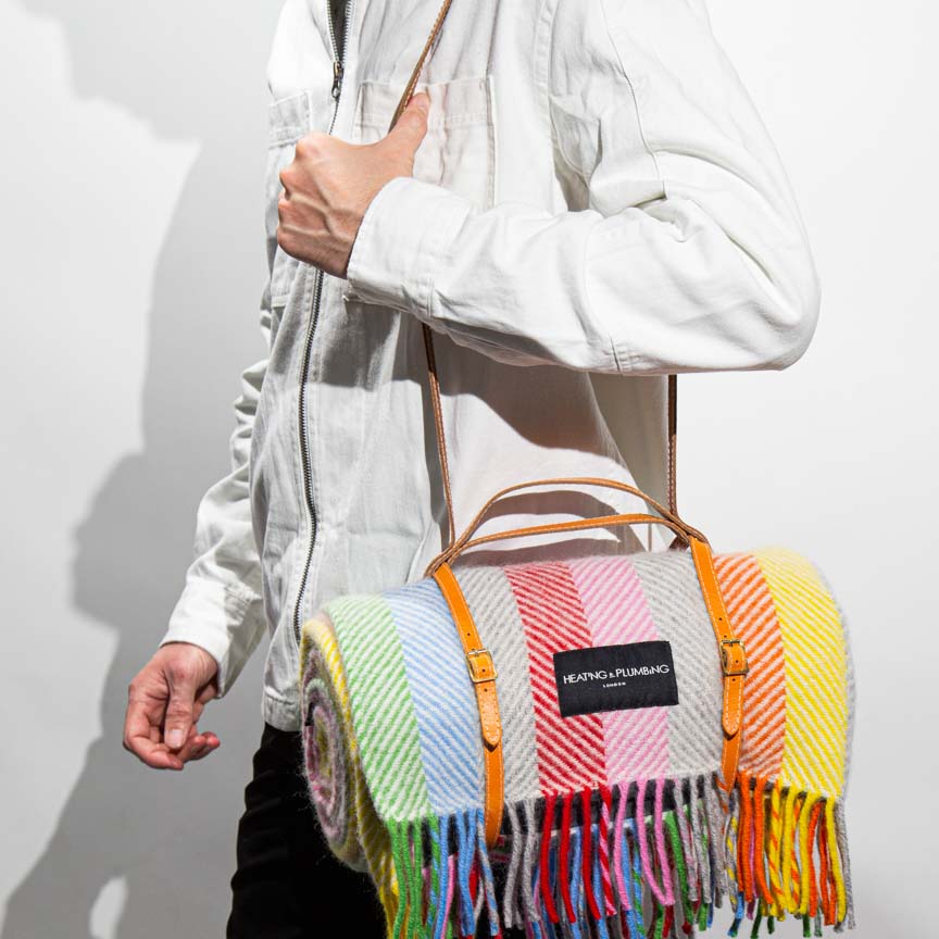 Pure new wool picnic blanket - Rainbow - Heating & Plumbing London - Picnic Blanket