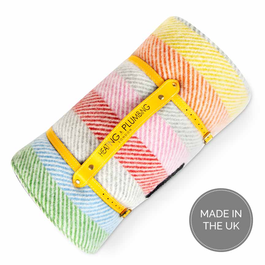 Pure new wool picnic blanket - Rainbow - Heating & Plumbing London - Picnic Blanket