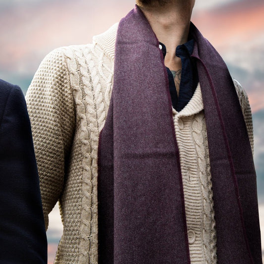 The Eternal Edition - 100% Cashmere Scarf - Burgundy & Grey - Heating & Plumbing London -