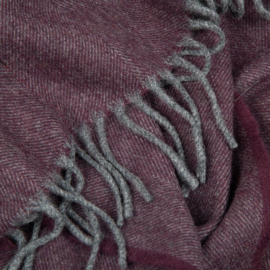 The Eternal Edition - 100% Cashmere Scarf - Burgundy & Grey - Heating & Plumbing London -