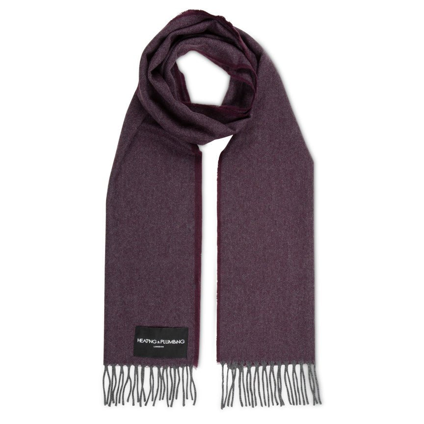 The Eternal Edition - 100% Cashmere Scarf - Burgundy & Grey - Heating & Plumbing London -