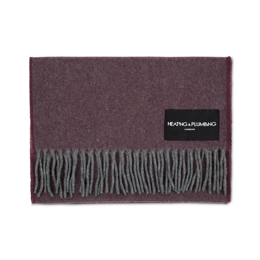 The Eternal Edition - 100% Cashmere Scarf - Burgundy & Grey - Heating & Plumbing London -