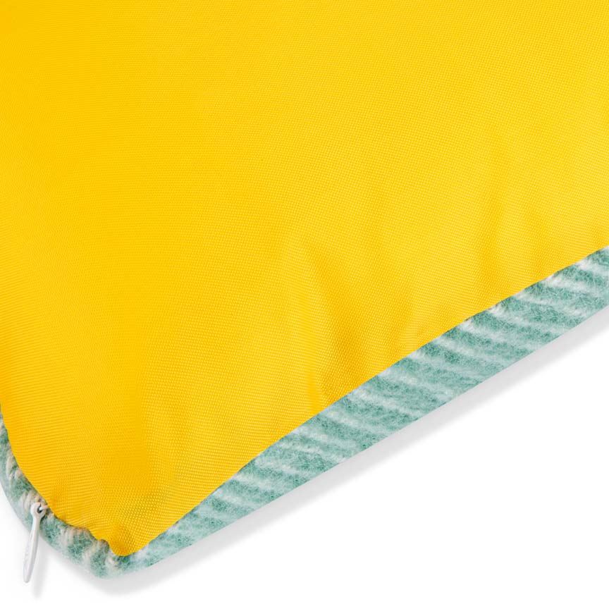 Waterproof Outdoor Cushion in Pure New Wool - Mint Green & Yellow - Heating & Plumbing London -