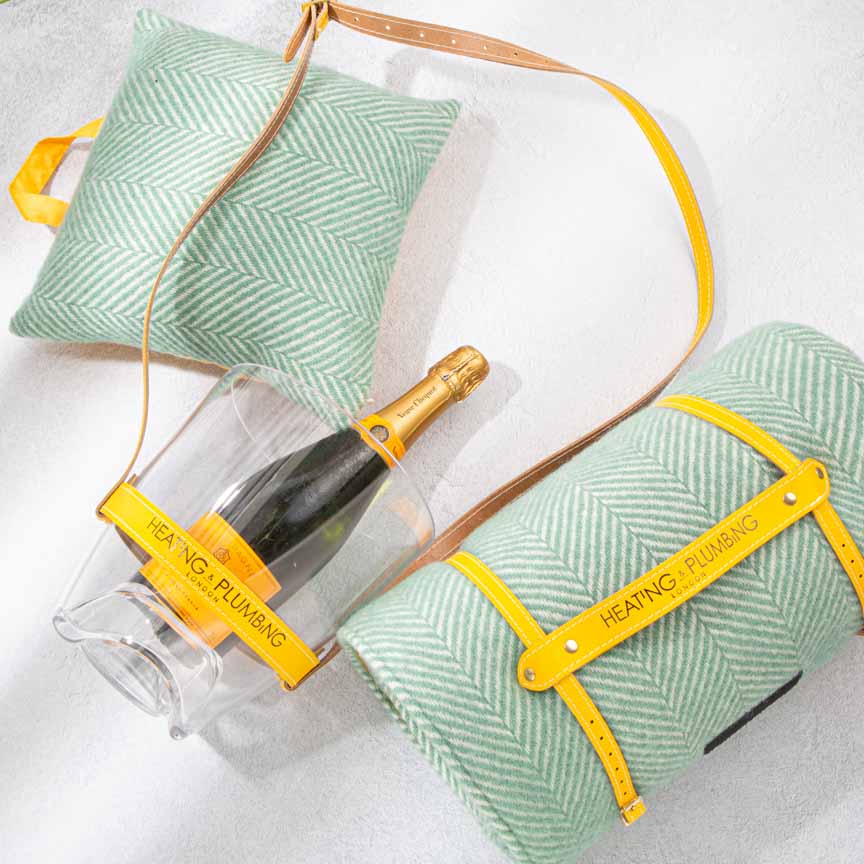 Waterproof Outdoor Cushion in Pure New Wool - Mint Green & Yellow - Heating & Plumbing London -
