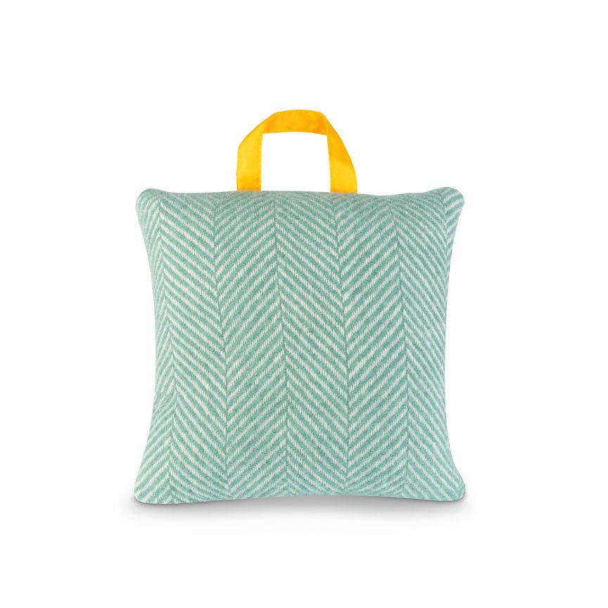 Waterproof Outdoor Cushion in Pure New Wool - Mint Green & Yellow - Heating & Plumbing London -