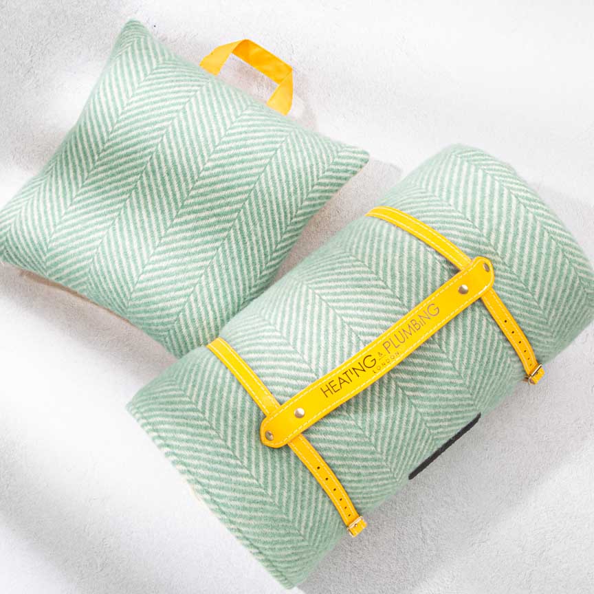 Waterproof Outdoor Cushion in Pure New Wool - Mint Green & Yellow - Heating & Plumbing London -