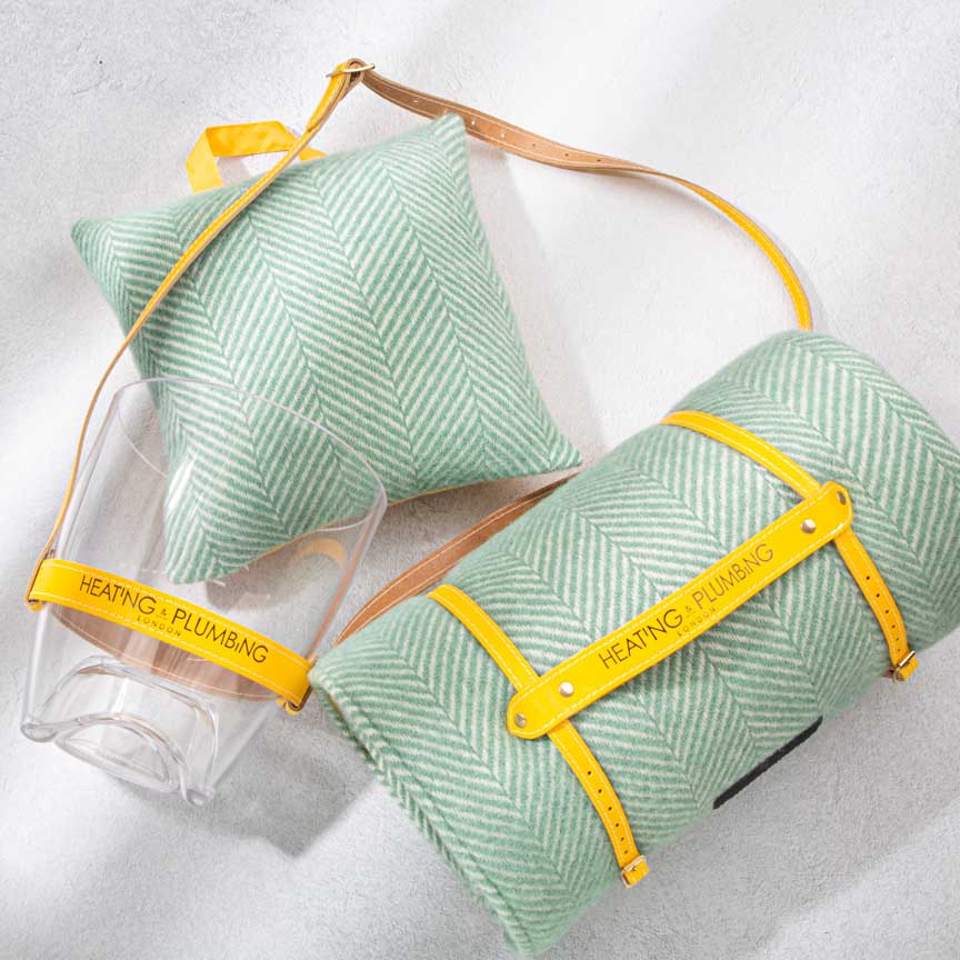 Waterproof Outdoor Cushion in Pure New Wool - Mint Green & Yellow - Heating & Plumbing London -