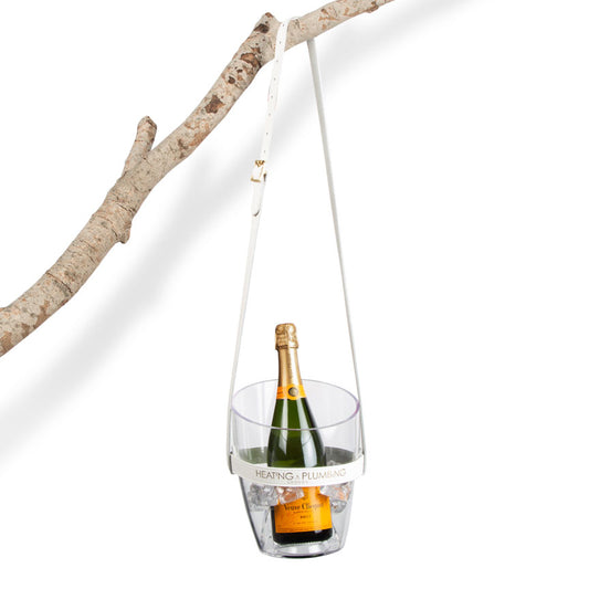 "Keep Your Cool" Champagne Bucket - White Leather strap 864