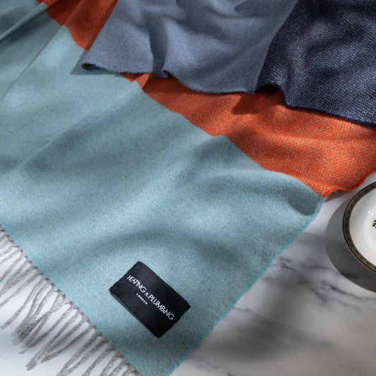 Soft Whispers - Cashmere & Merino Lambswool Blanket - Coastal Bloom