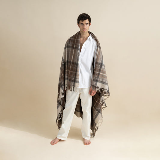 Highland Dreams - Recycled Wool Blanket - Stewart Natural Dress Tartan 864