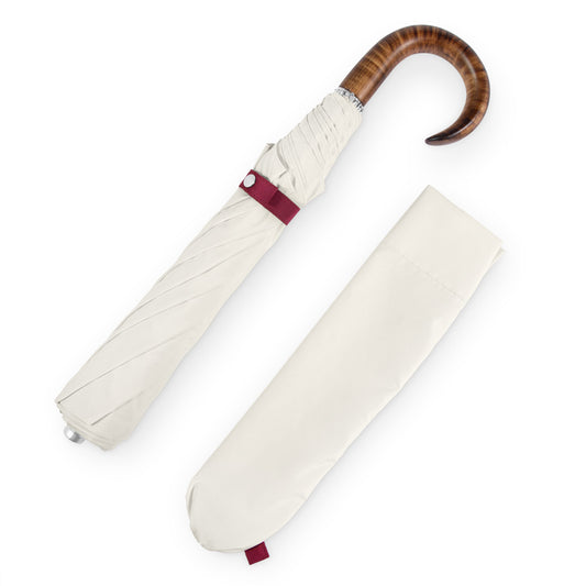 British Folding Umbrella  - Ivory/Burgundy